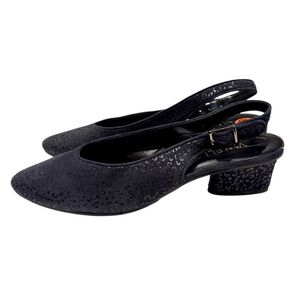 VANELi Blue Slingbacks Suede Leopard Print Heel Size 8.5N